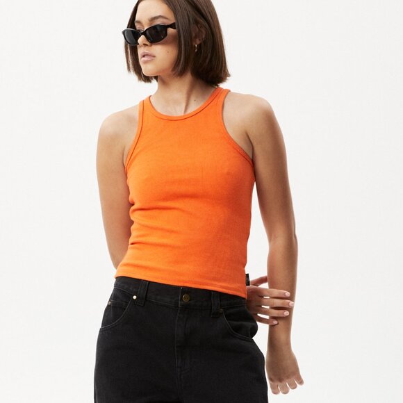 Afends Pearly Ribbed Singlet Tank – Orange, Size M - Picture 2 of 6